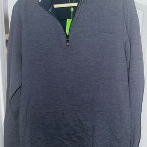 NWT HUGO Boss Gray Zip Up Sweater with Textured Fabric